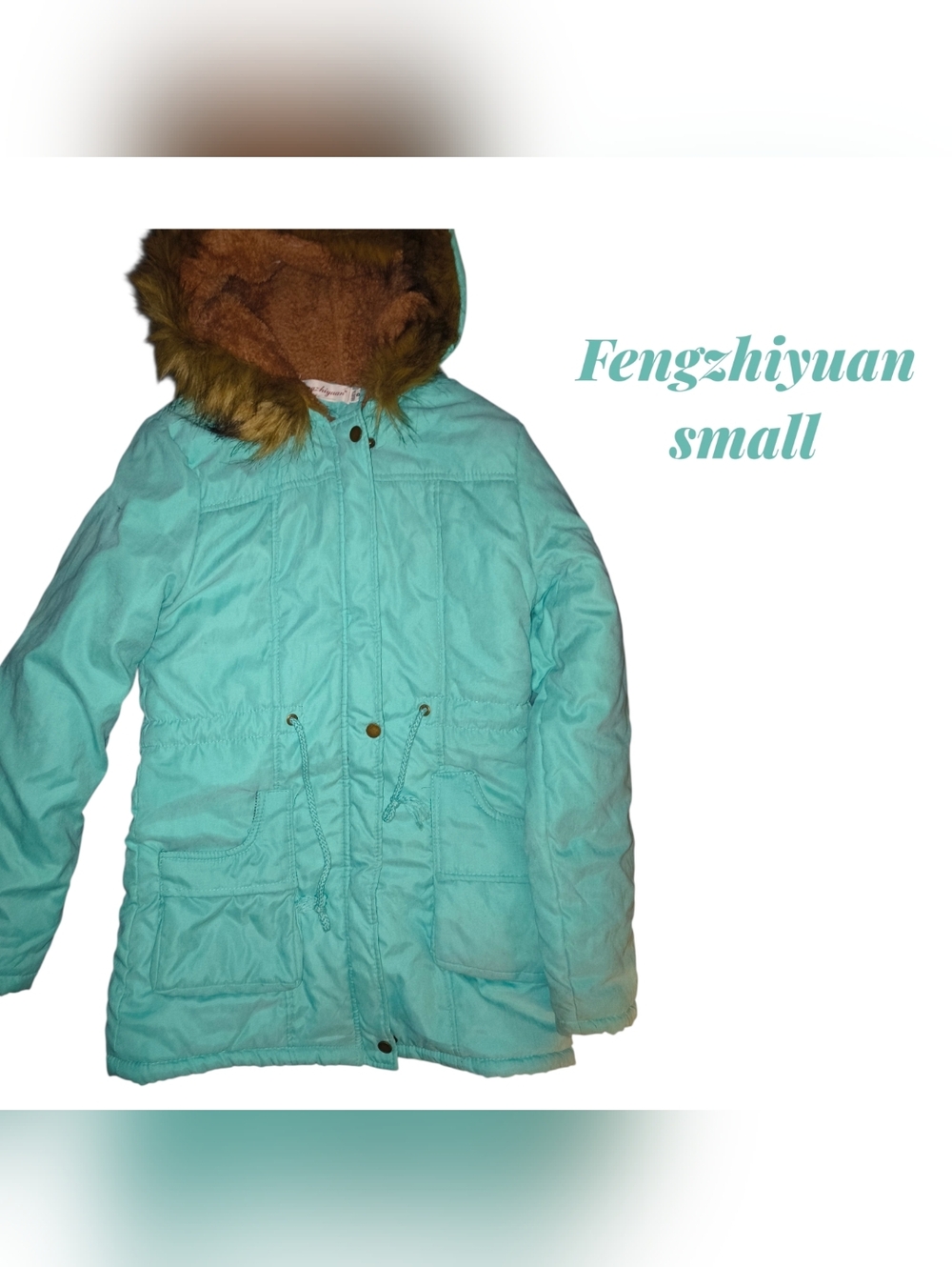 Girls' Aqua Hooded Winter Coat
